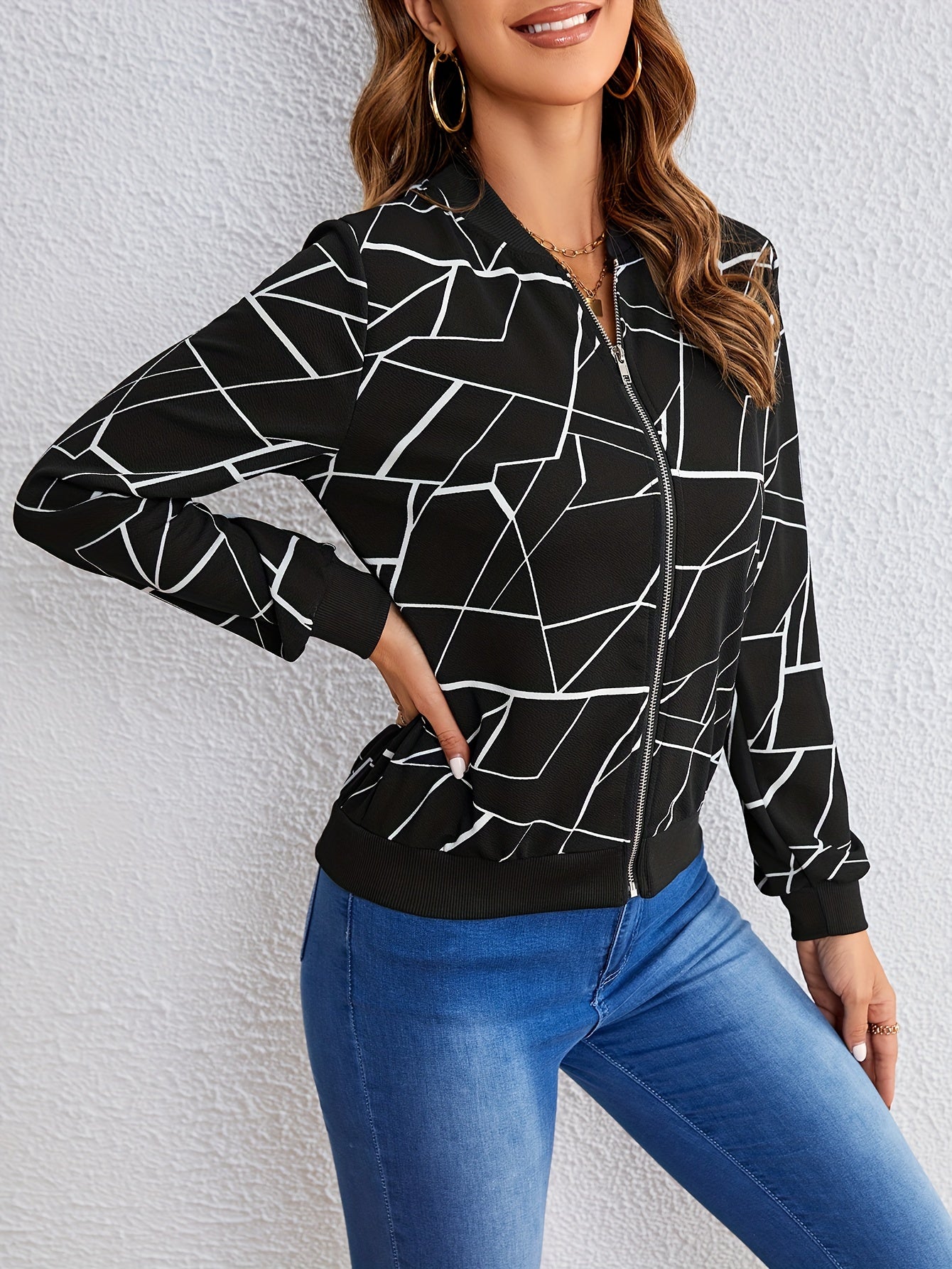 Evalaine™ | Geometrische Zipperjacke für Damen