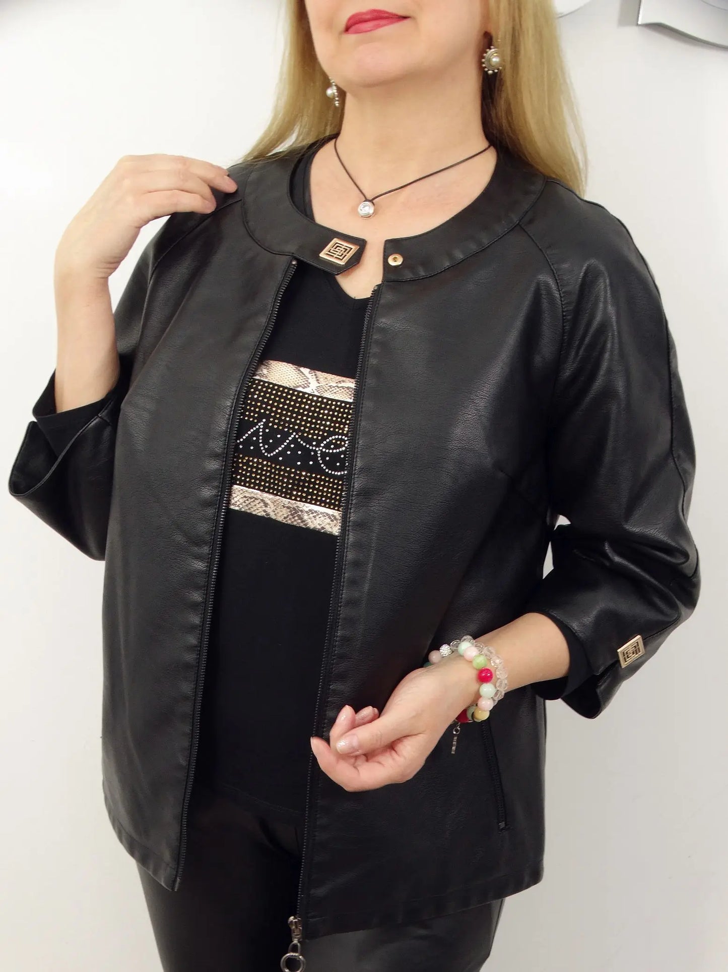 Cera | Schicke Kunstlederjacke