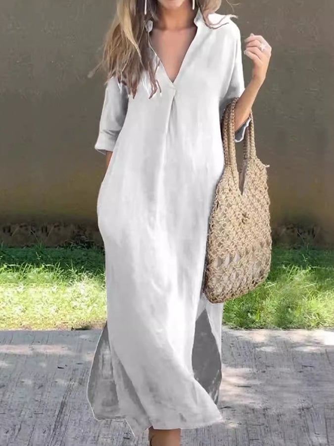 Rosanna | Schlichtes Kleid aus Baumwolle und Leinen