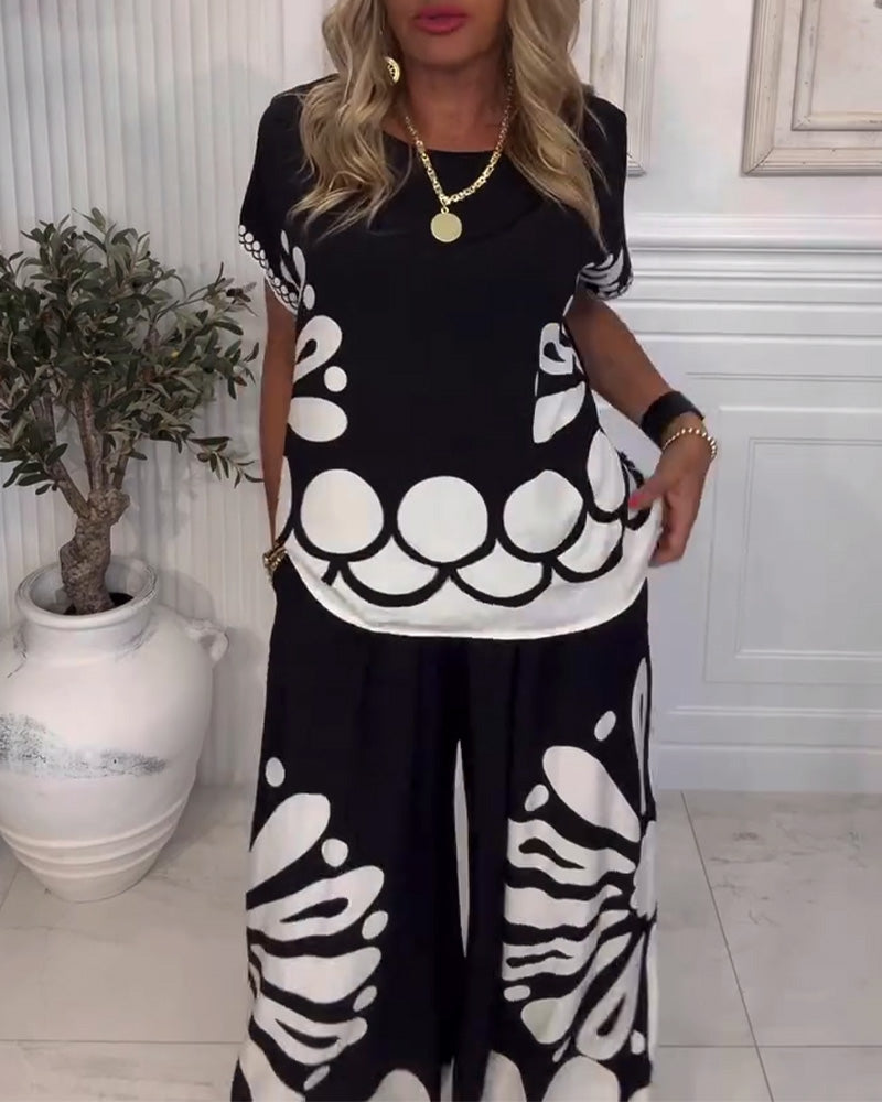 Narsi | Anzug Temperament gedruckte Tasche weite Hose