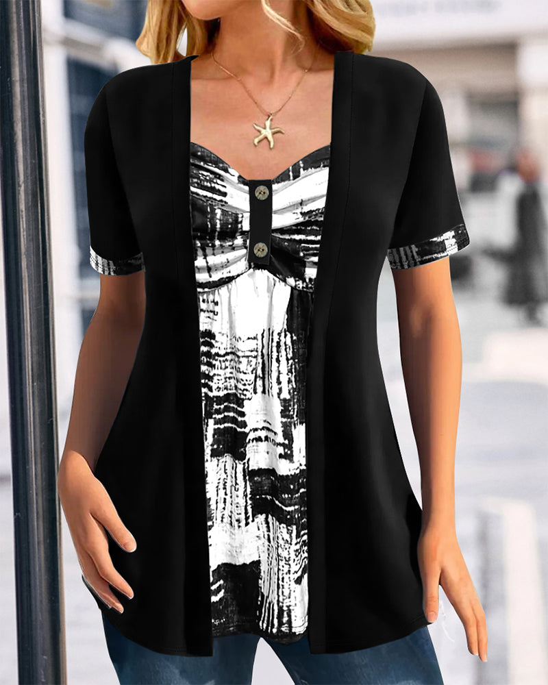 Lina™ | Elegantes Set mit gemusterter Bluse