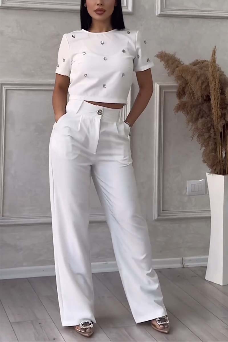 Carmixa | Top & Hose Set mit Diamant-Verzierung