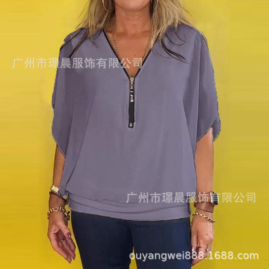 Shine | Elegantes Blusenshirt mit Reißverschluss