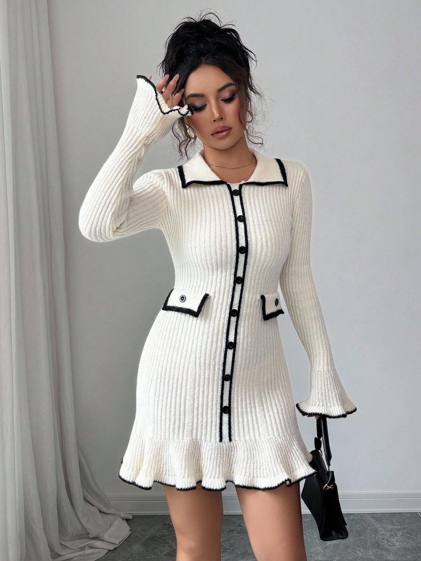 Evalyn | Elegantes Strickkleid mit Vintage-Kragen