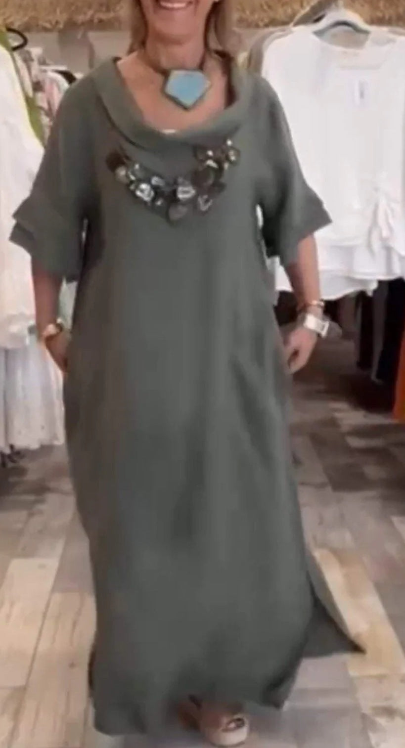 Kora™ | Maxikleid aus Baumwolle mit Schlitz und Taschen