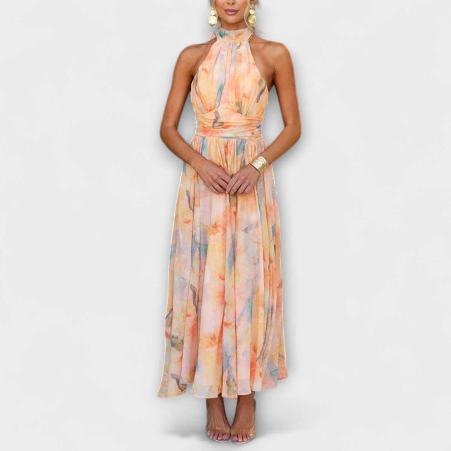 Aroha | Pastellfarbenes Träger-Maxikleid