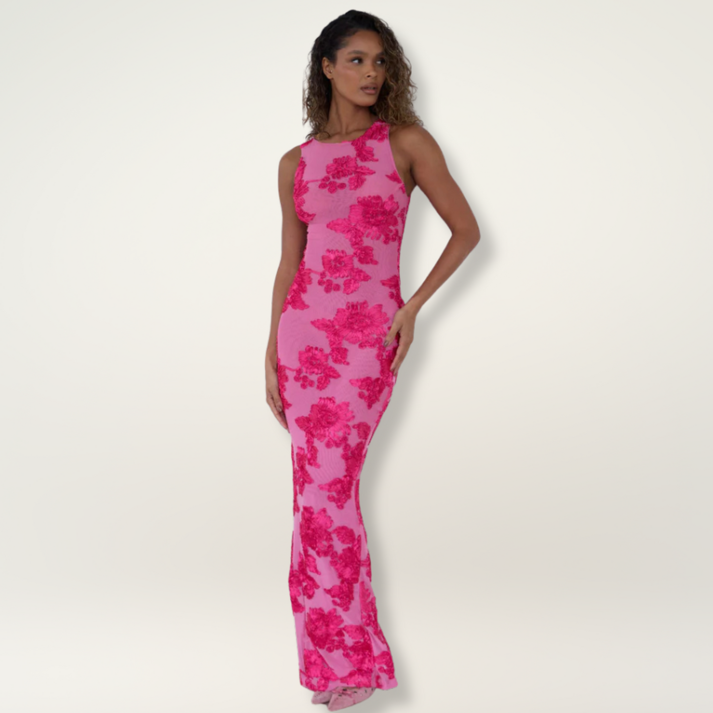 Sophie | Elegantes Maxi-Kleid mit floralen Rosenmustern