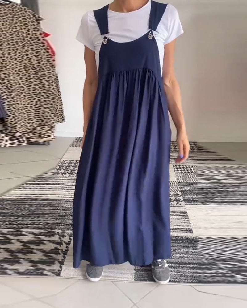 Molly | Lässiges einfarbiges Kleid mit Hosenträgern