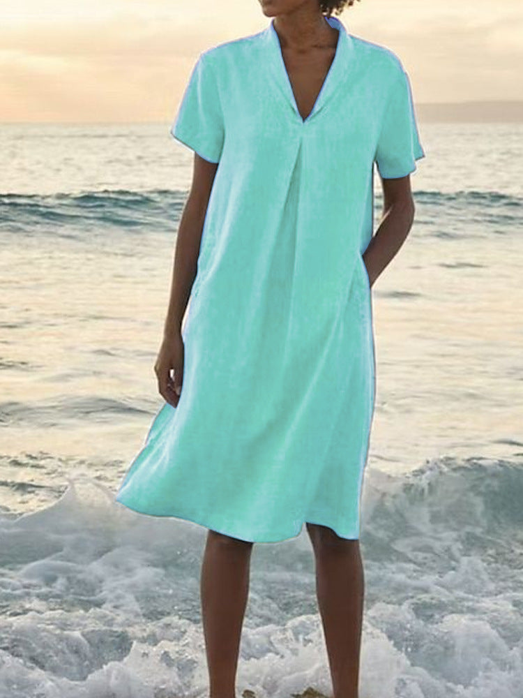 Bela | Kleid mit V-Ausschnitt und Taschen