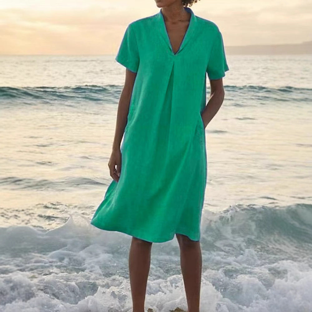 Bela | Kleid mit V-Ausschnitt und Taschen