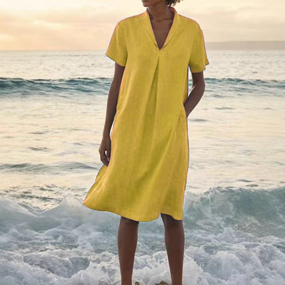 Bela | Kleid mit V-Ausschnitt und Taschen