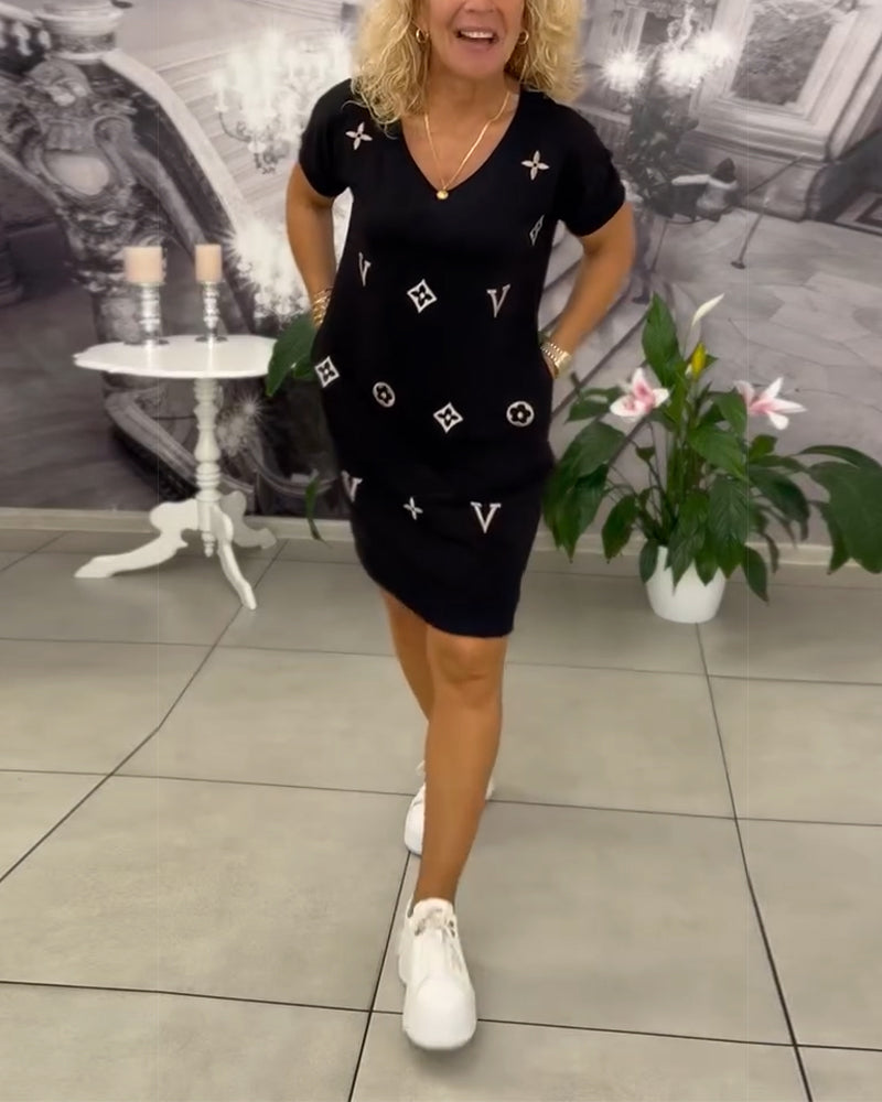 Hana | Kleid Mode V-Ausschnitt Kurzärmelig