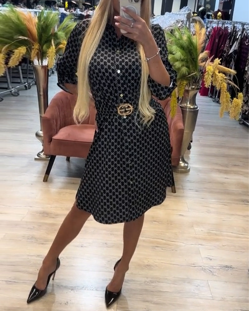 Addison | stilvolles Hemdkleid mit Reverskragen und Diamantakzent