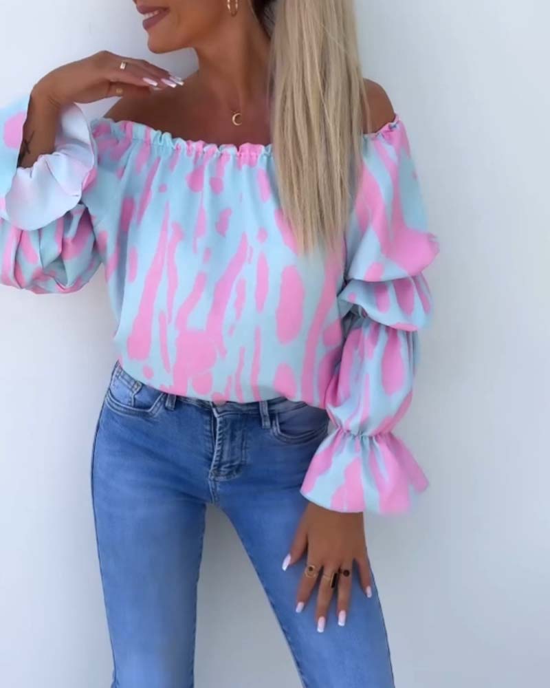 Lia | Bunt bedrucktes One-Shoulder-Freizeittop für Damen