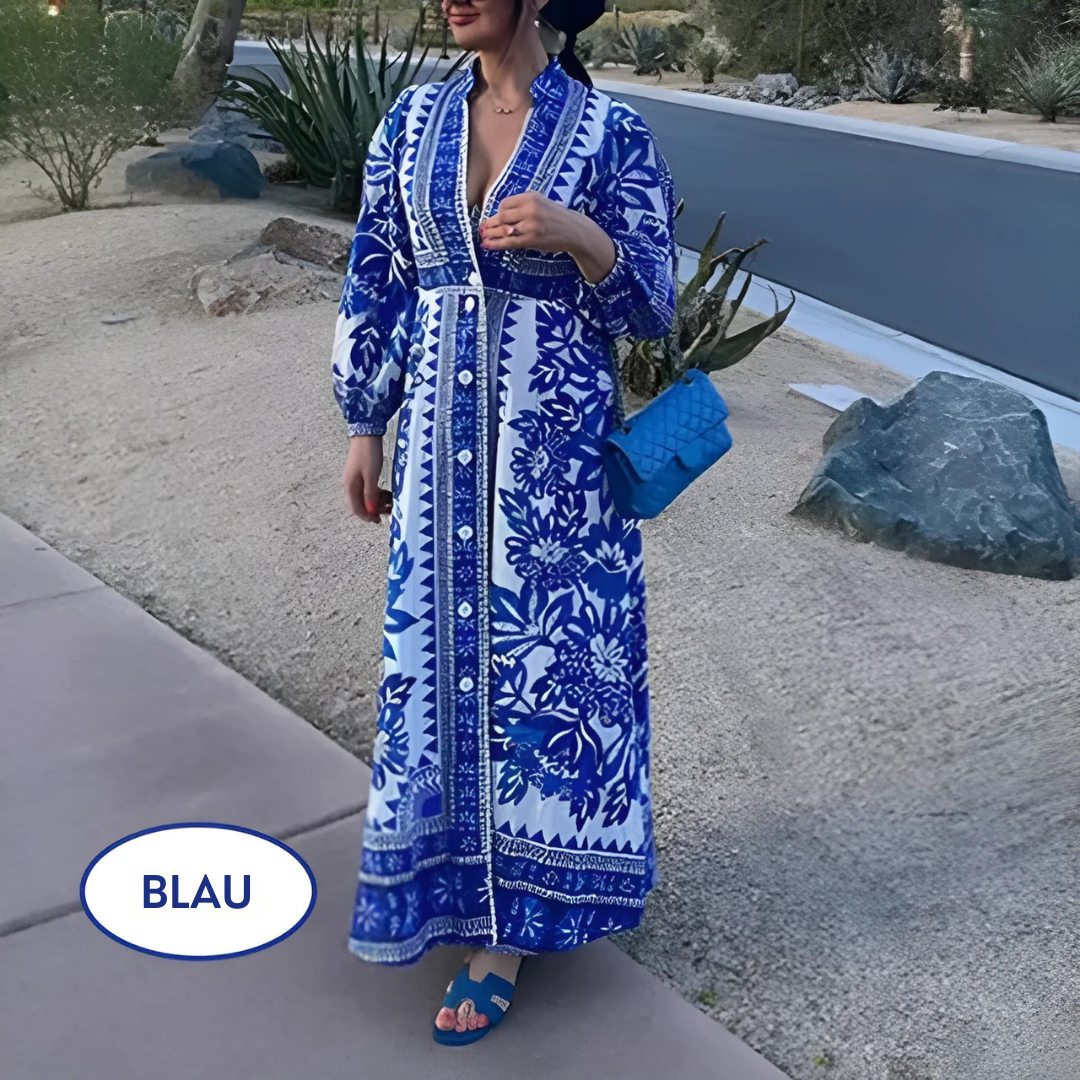 Devia | Besticktes Midikleid mit Kragen und Laternenärmeln