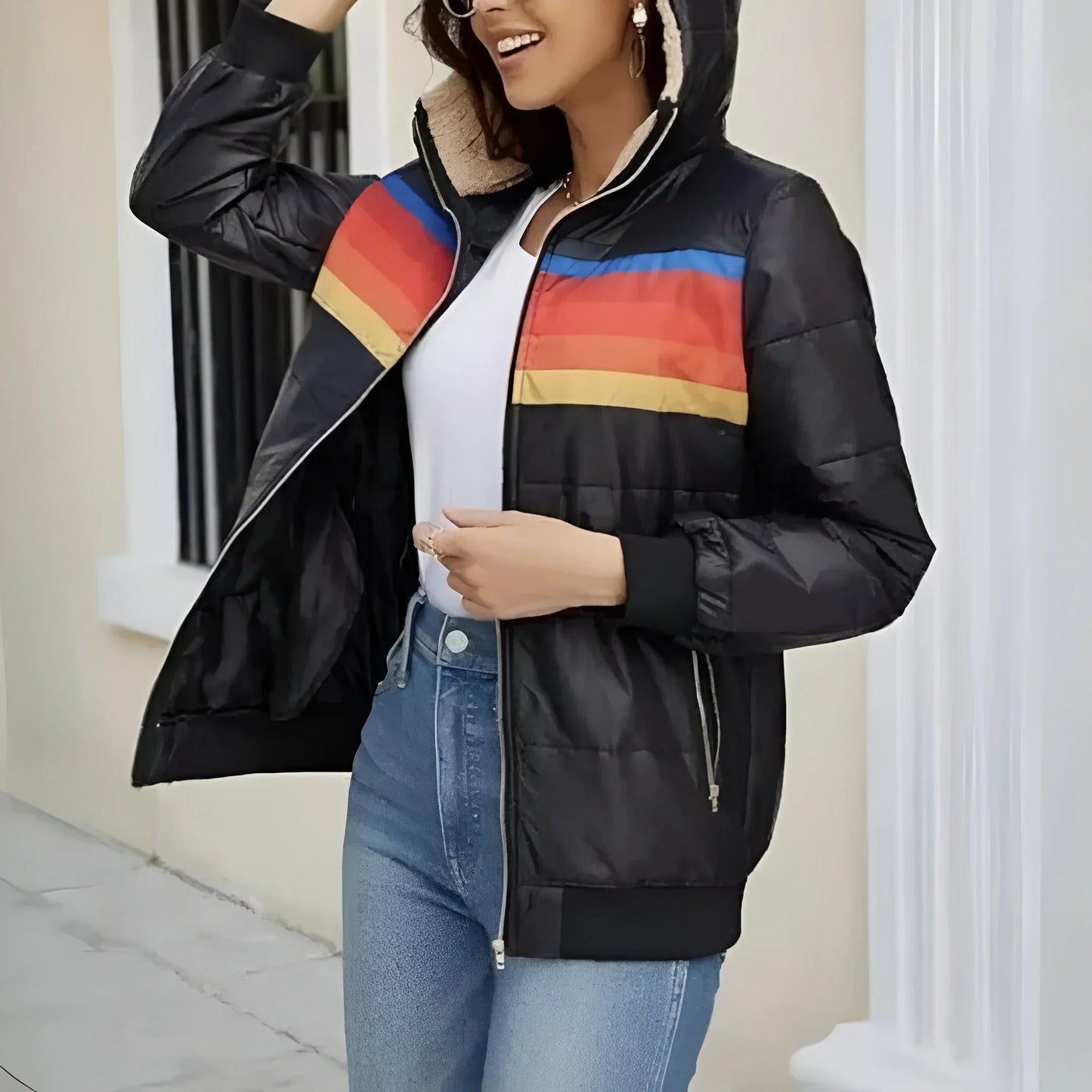 Shara | Gestreifter Sport-Hoodie