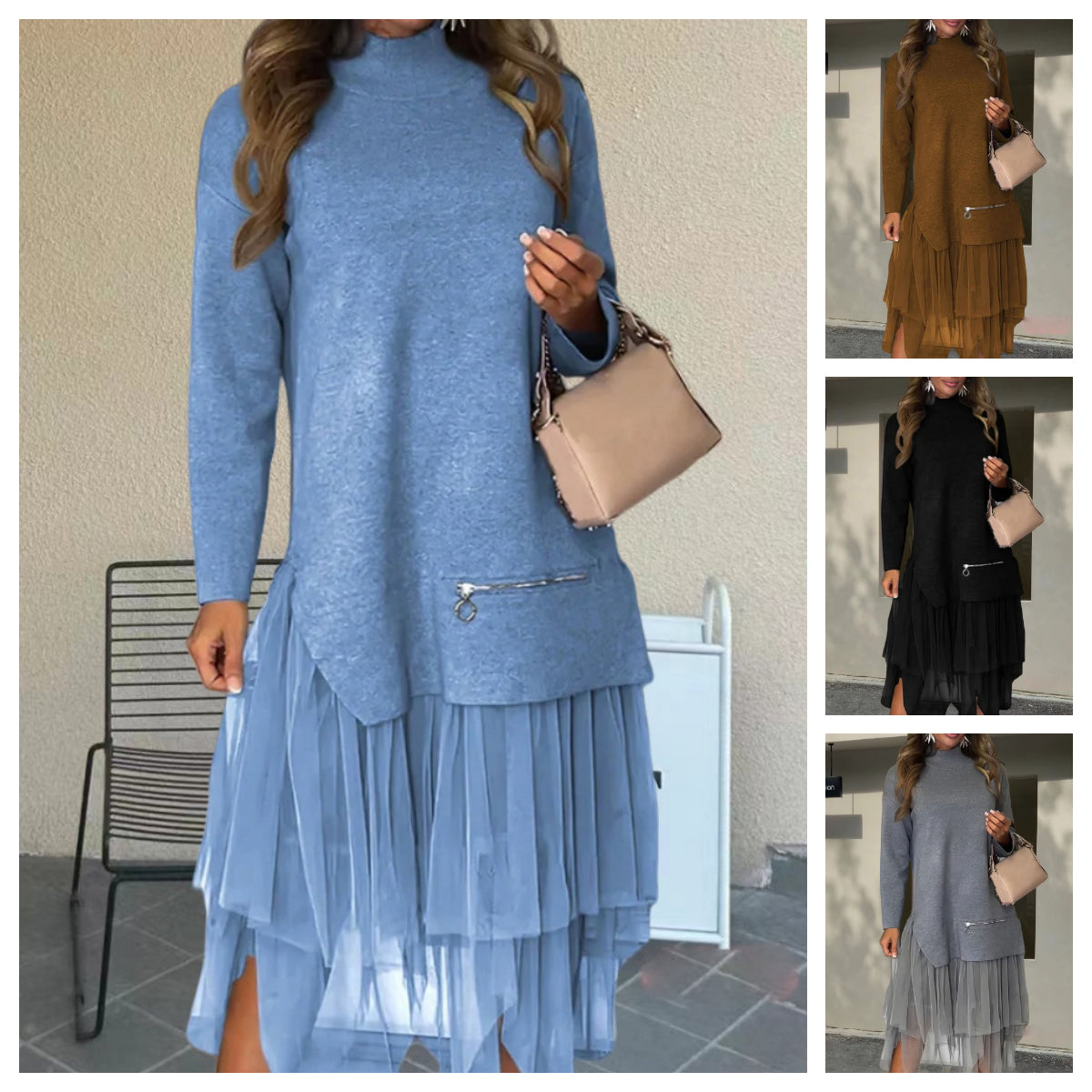 Luceria | Lässiger, modischer langer Rock mit Mesh-Spleiß