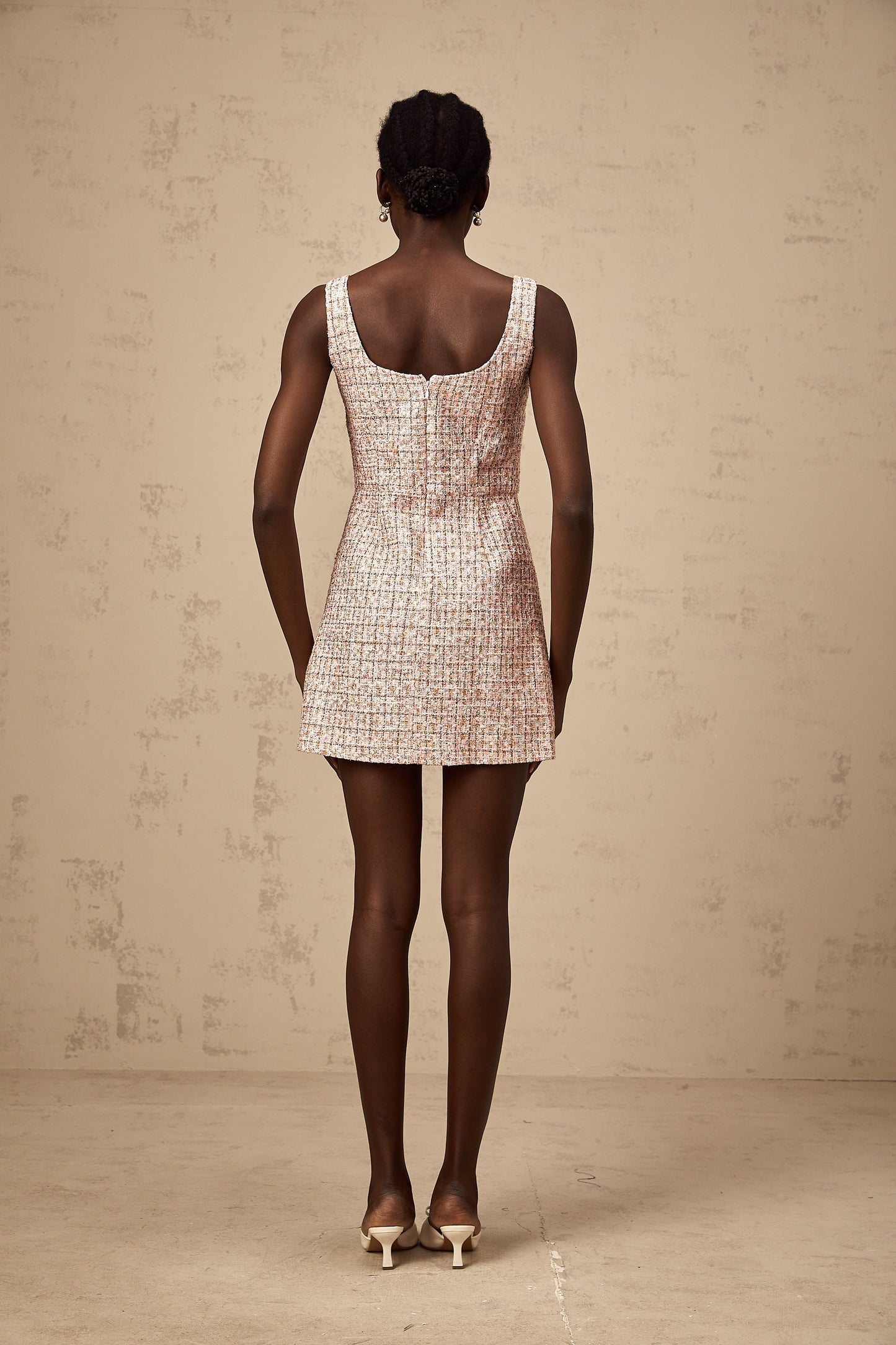 Alexia | stilvolles rosa Minikleid im Tweed-Design