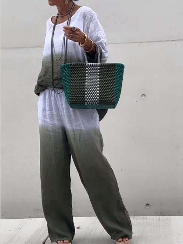 Taylor | Elegantes zweiteiliges Set aus Baumwolle und Leinen mit Farbverlauf