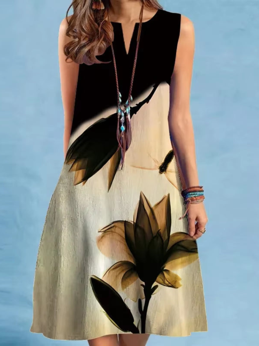 Eloise | Stilvolles Vintage Sommerkleid mit V-Ausschnitt