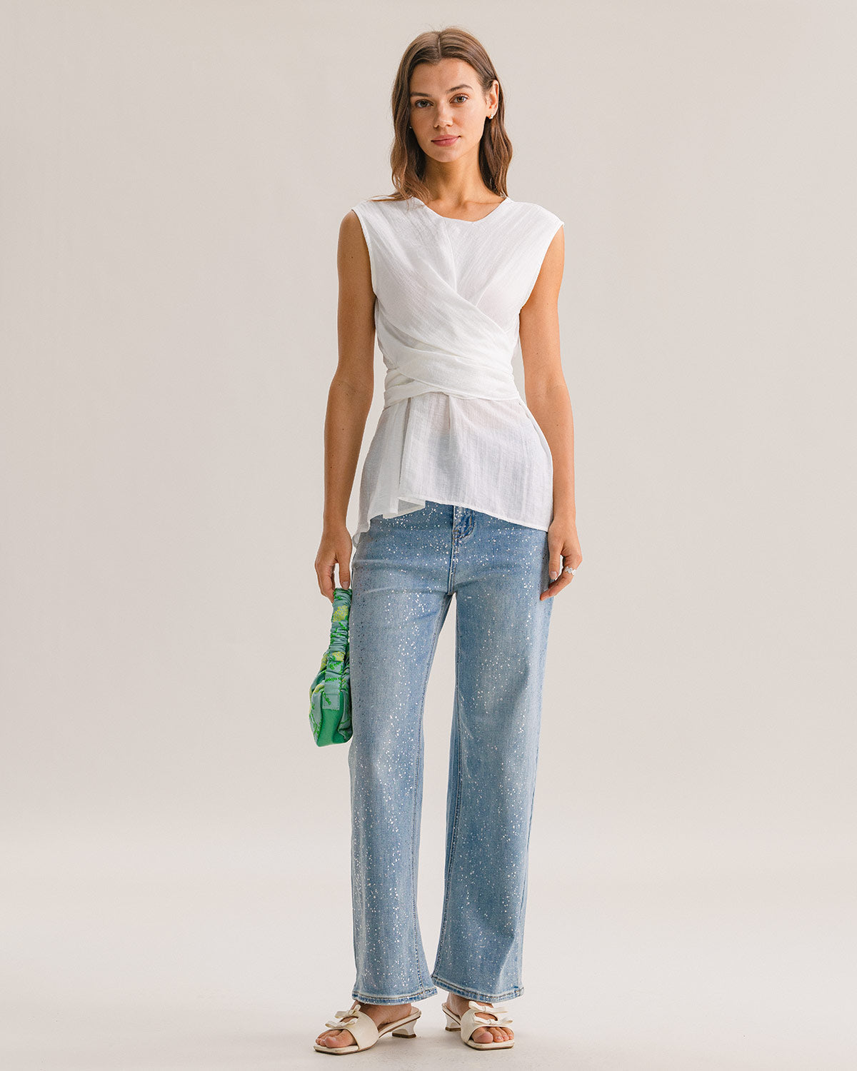 Elea | Weißes Tanktop mit Rückenschleife