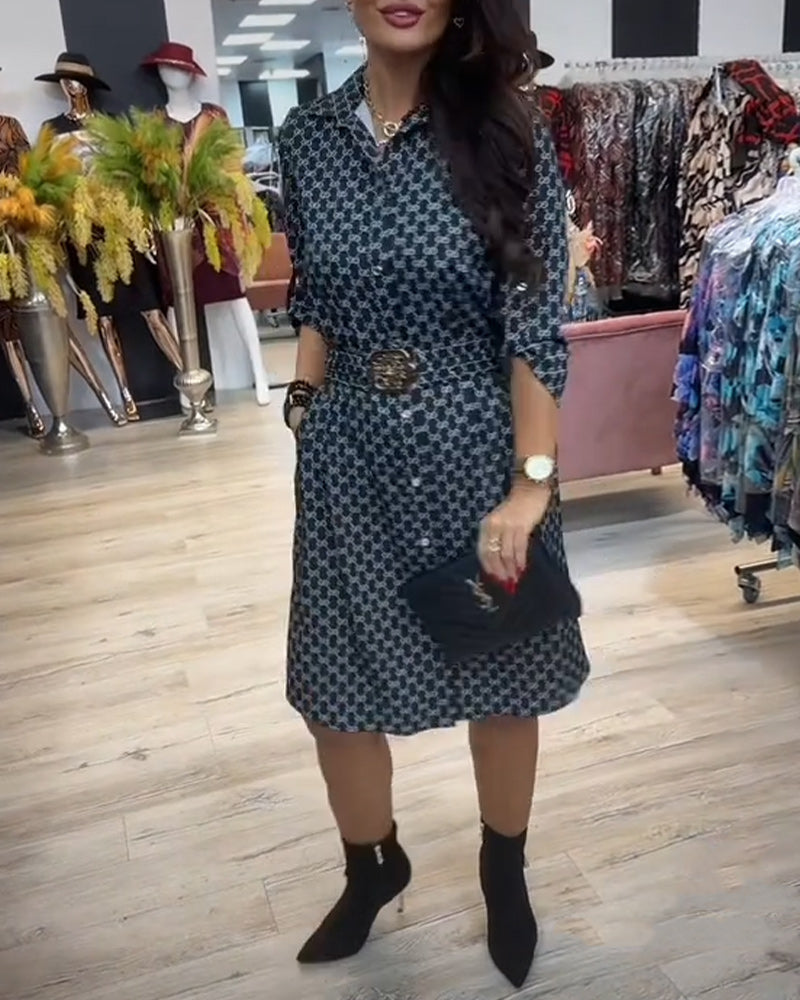 Addison | stilvolles Hemdkleid mit Reverskragen und Diamantakzent