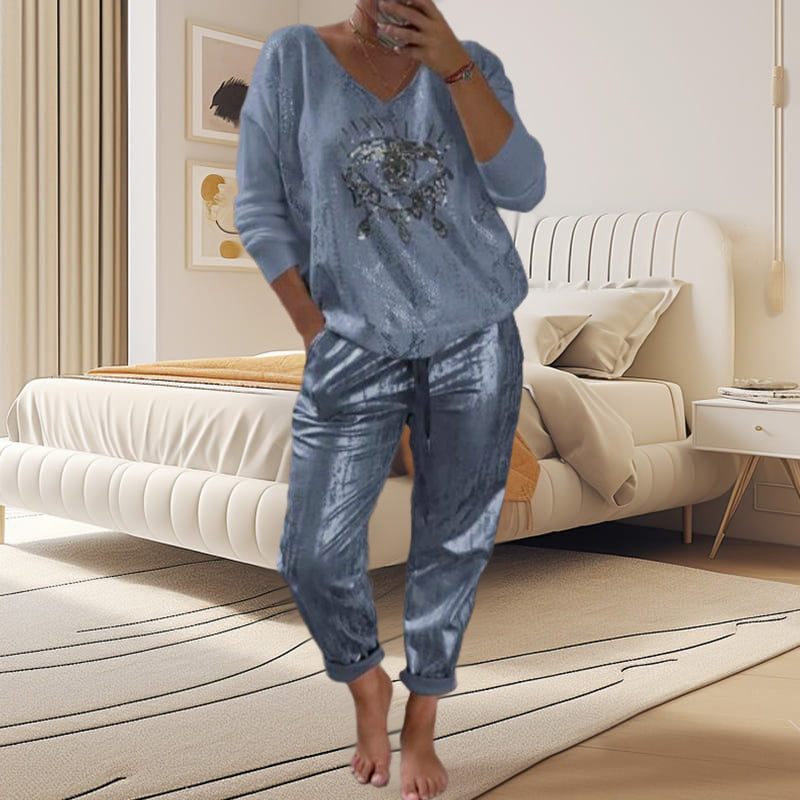 Jairah | Glamouröses Zweiteiler-Set mit Goldglanz