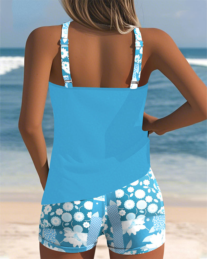 Sky | modisches Tankini-Set mit bedrucktem Boxer