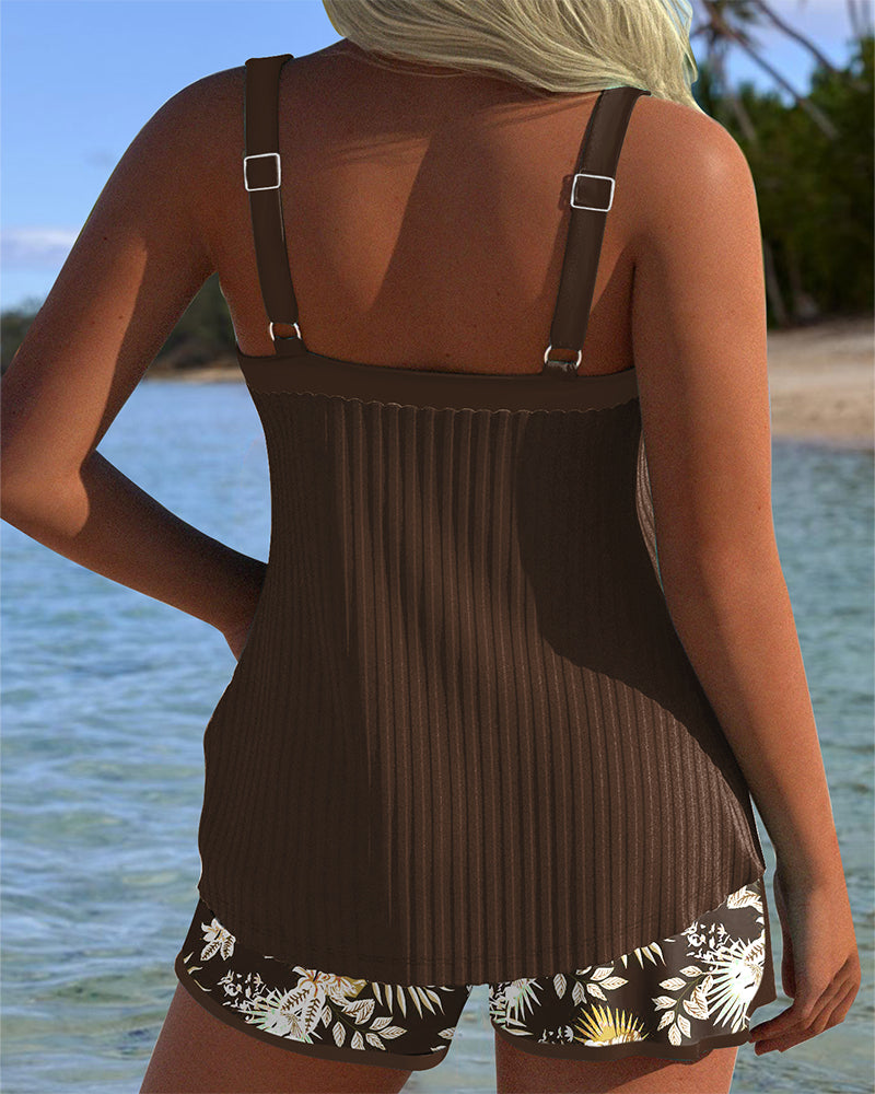 Yasmin | modischer zweiteiliger Strand-Tankini mit Streifen