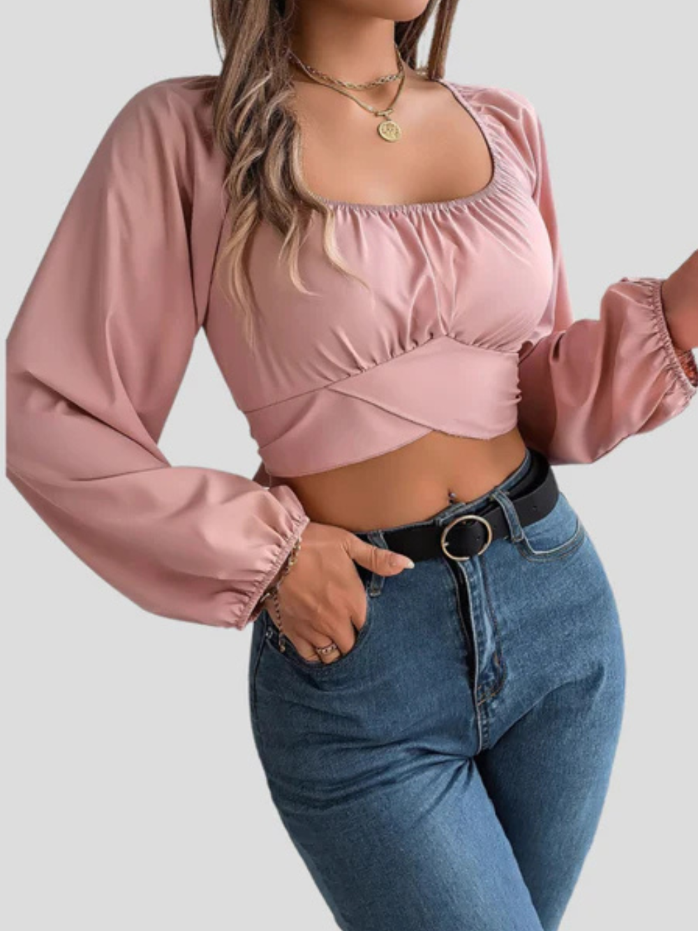 Liliana | Eleganter Midriff mit Laternenärmeln