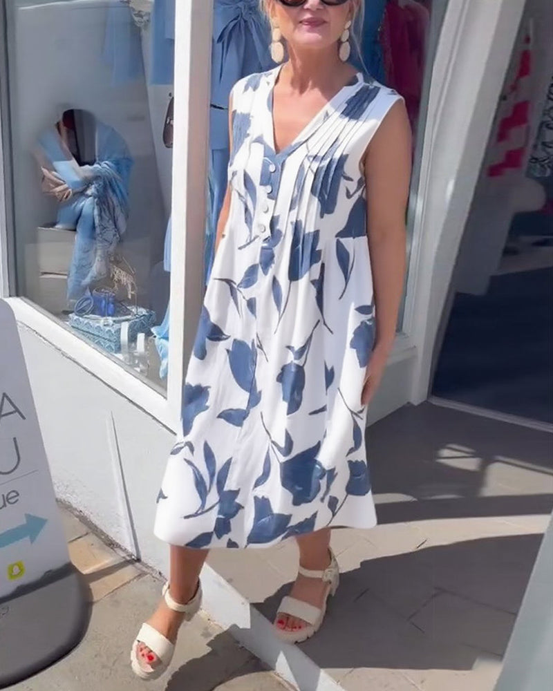 Barbara | modisches Kleid mit V-Ausschnitt und floralem Druck