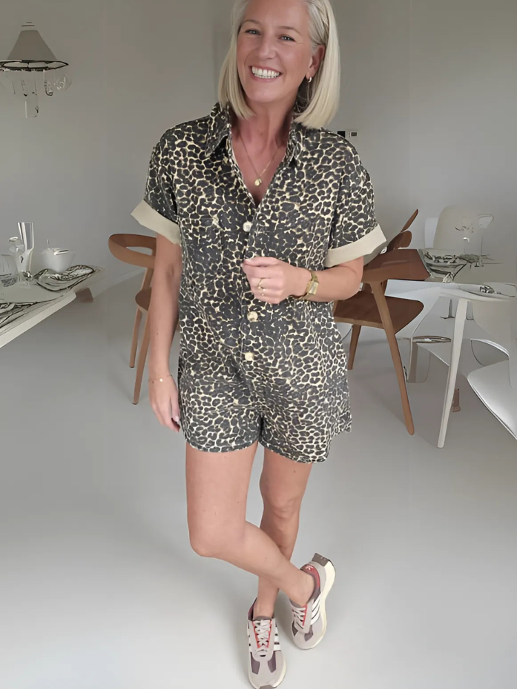 Aniyah | Stylischer Mini-Strampler mit Leopardenmuster