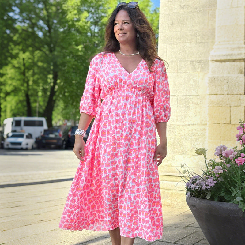 Annie | Kleid mit V-Ausschnitt und Print