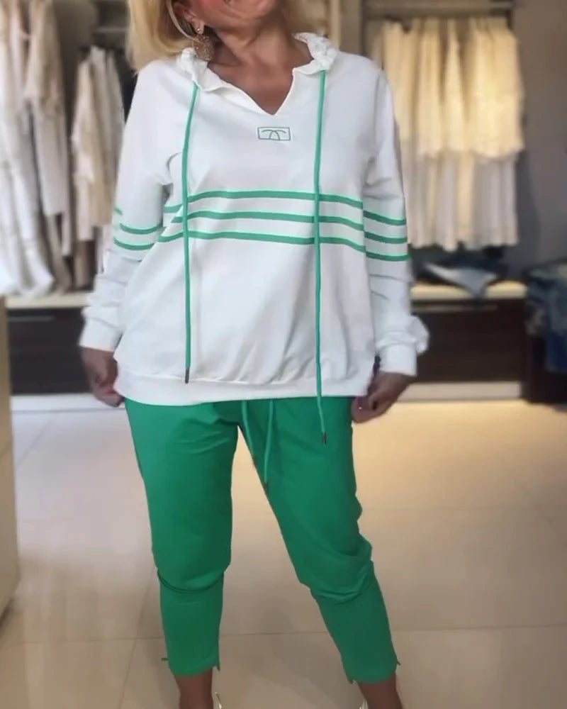 Eden | Gestreiftes Sweatshirt-Set - Oberteil & Unterteil