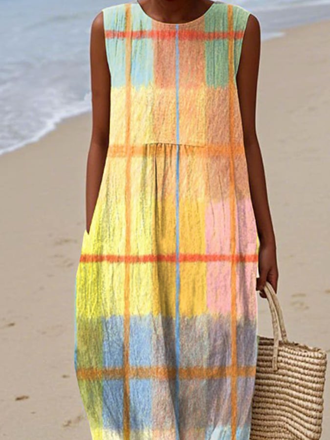 Gela | Ärmelloses Kleid mit Karomuster