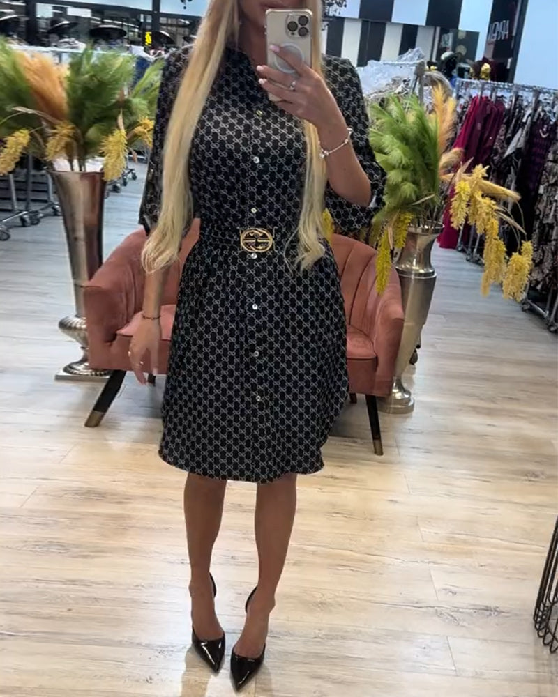 Addison | stilvolles Hemdkleid mit Reverskragen und Diamantakzent