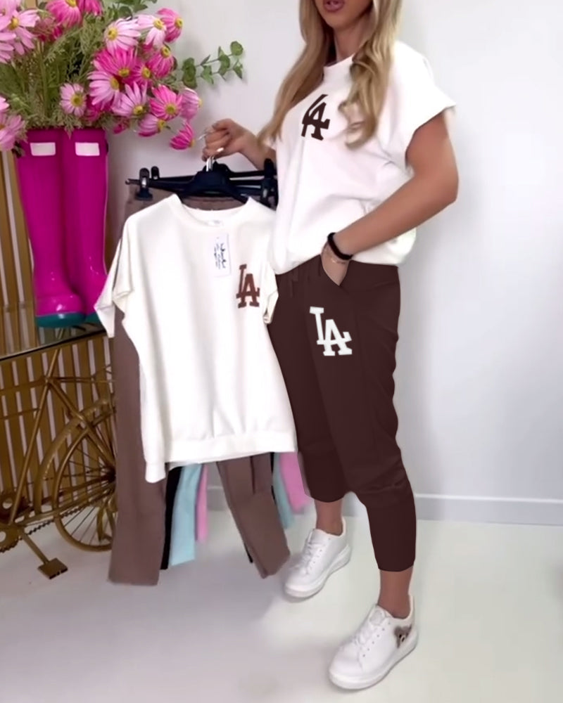 Pearl | stylisches Set mit Buchstaben-Skinny-Hose