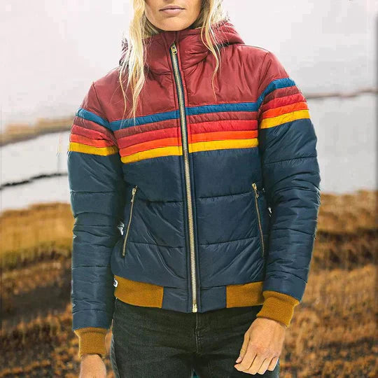 Rosy | Retro Parka mit Kunstfellkapuze für Damen