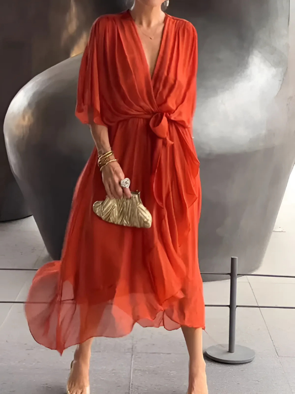 Phina | Zeitlosen Midikleid in Wickeloptik