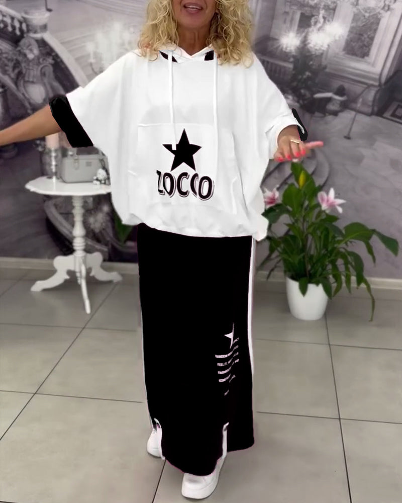 Hasela | Set mit Kapuze Kordelzug bedruckter Rock