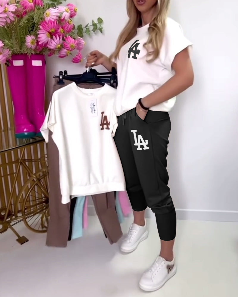 Pearl | stylisches Set mit Buchstaben-Skinny-Hose