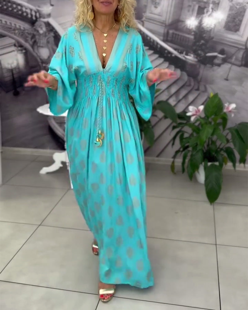 Nori | Kleid locker Urlaub Muster maxi Taille