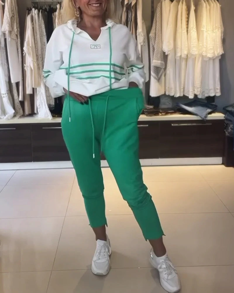 Eden | Gestreiftes Sweatshirt-Set - Oberteil & Unterteil