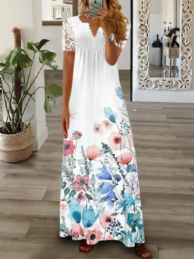 Carissa | Kurzarmkleid mit Spitzenprint