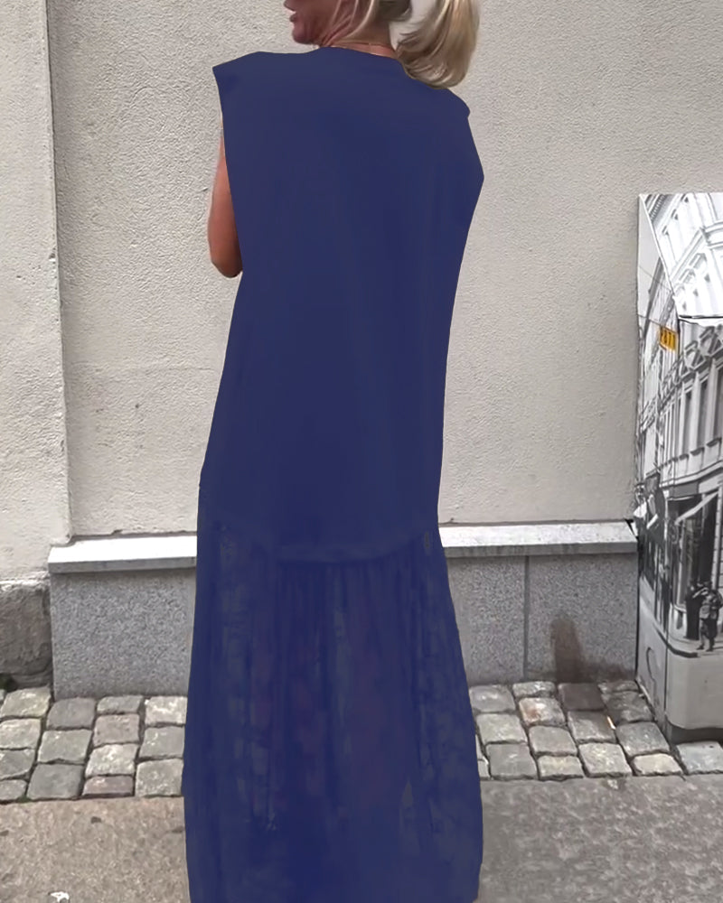 Milani | Patchwork Kleid, ärmellos & aus Mesh