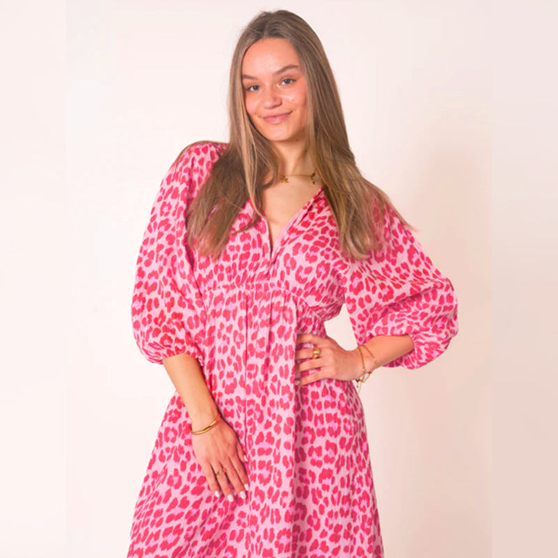 Annie | Kleid mit V-Ausschnitt und Print