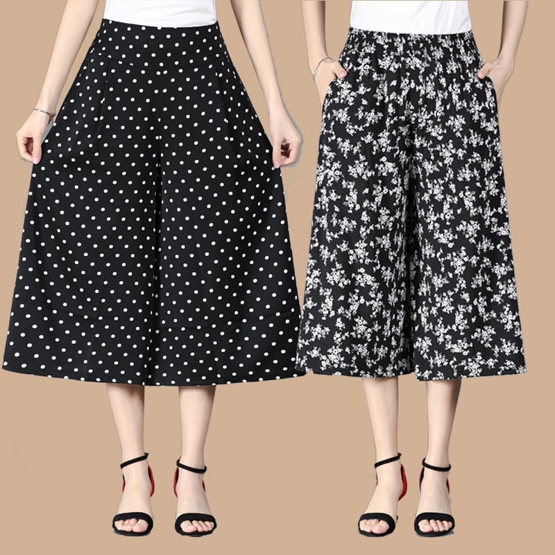 Jayne | Geblümte Culottes mit elastischer Taille