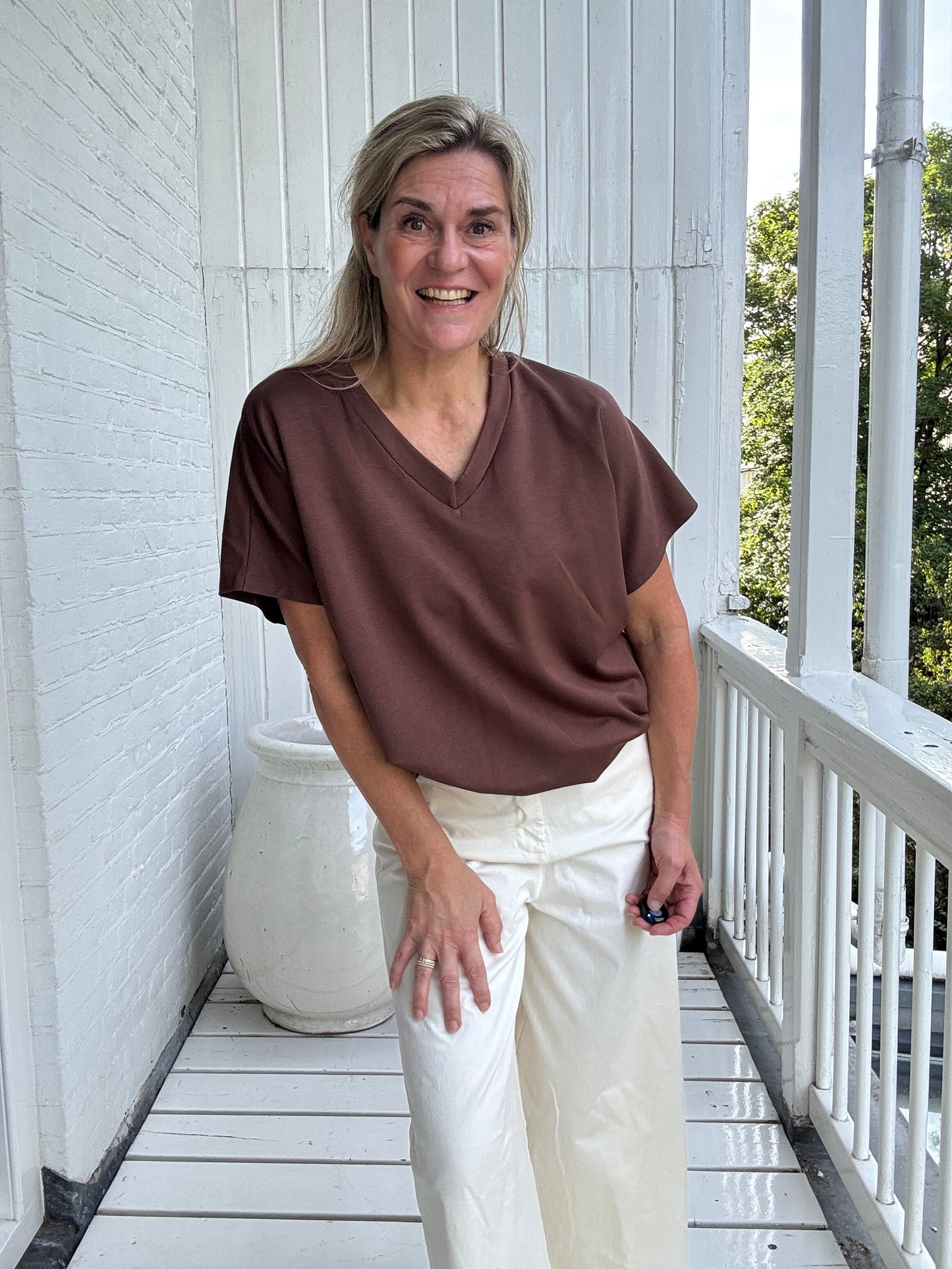 Sam | Stylisches Top mit Kartuschenmuster