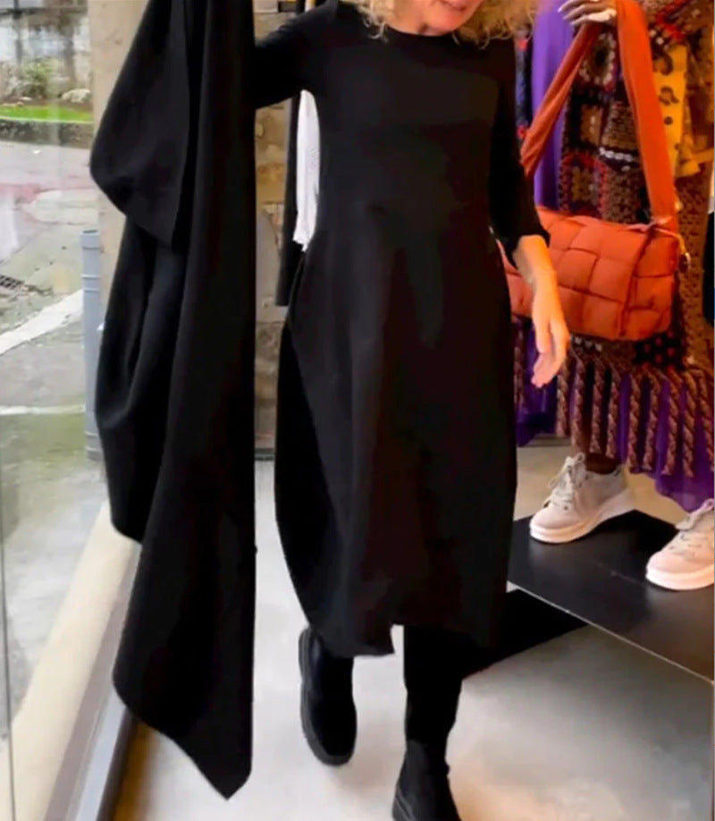 Sylvia | Langes Unifarbenes Strickkleid