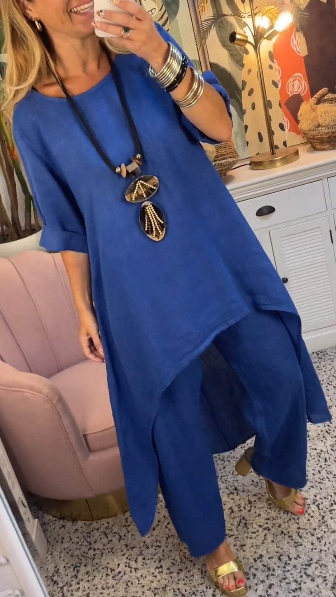 Harley | Zweiteiliger Anzug aus Baumwolle und Leinen für Damen